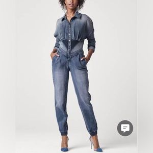 BRAND NEW DENIM PATCHWORK JUMPSUIT
